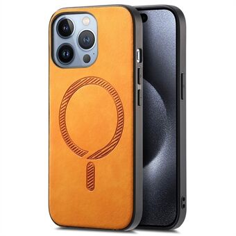 Voor iPhone 15 Pro Leren Achterkant Hoesje Compatibel met MagSafe Skin-Touch Telefoonhoesje