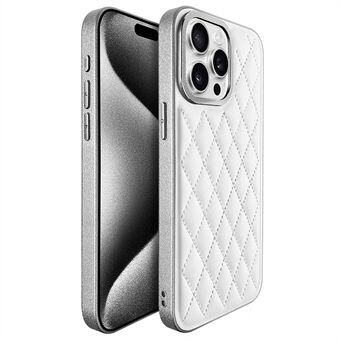 KST DESIGN Voor iPhone 15 Pro Hoes Leren Gecoate PC+TPU Telefoonhoes Met Gestikte Ruit, Matte Binnenkant