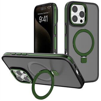 C1 Series Voor iPhone 15 Pro Hoes Magnetische Verstelbare Kickstand TPU+PC Skin Touch Telefoonhoesje