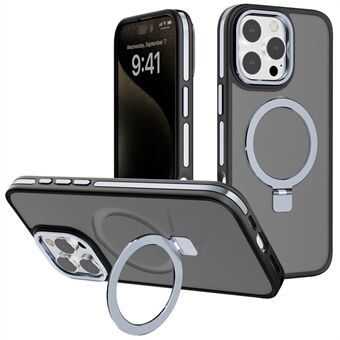 C1 Serie Voor iPhone 15 Pro Hoes Magnetische Verstelbare Kickstand TPU+PC Huid Touch Telefoonhoesje