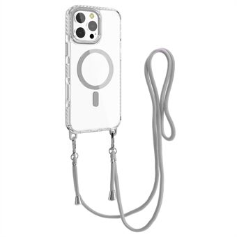 Voor iPhone 15 Pro Hoes Compatibel met MagSafe PC+TPU Cover met Lange Lanyard