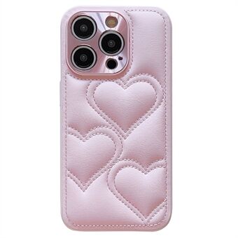 Voor iPhone 15 Pro Hoes Hart Patroon Schokbestendig Leren Bedekte TPU Telefoonhoes