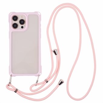 Voor iPhone 15 Pro Hoes PC+TPU Schokbestendige Telefoon Achterkant Cover met Verstelbare Band