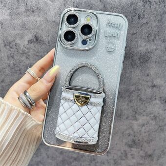 Voor iPhone 15 Pro Hoesje Spiegel Kickstand TPU+PC Gradient Glitter Telefoonhoes