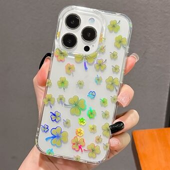 Voor iPhone 15 Pro Case IMD Bloemenpatroon TPU+PC Beschermende Telefoonhoes