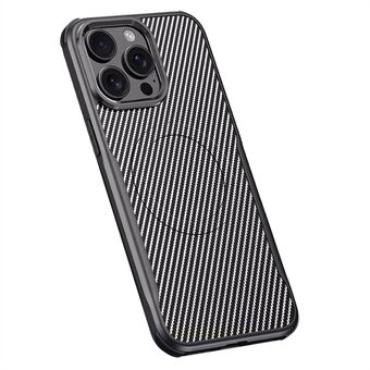 Voor iPhone 15 Pro Hoes Compatibel met MagSafe Carbon Fiber Texture Lederen Gecoate PC+Silicone Beschermhoes