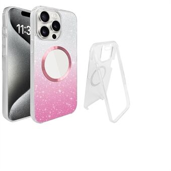 Voor iPhone 15 Pro Glitter Hoesje Compatibel met MagSafe PC+TPU Telefoonhoes met PET Schermfolie