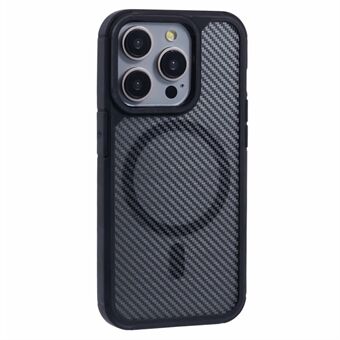 Voor iPhone 15 Pro Hoesje Compatibel met MagSafe, Carbon Fiber TPU+PC Anti-Val Telefoonhoesje