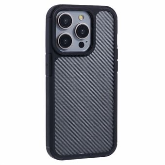 Voor iPhone 15 Pro Hoesje met Carbon Fiber Textuur TPU+PC Anti-Val Telefoonhoesje