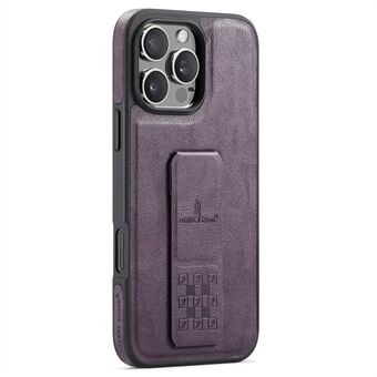 FIERRE SHANN Voor iPhone 15 Pro Hoes Kickstand Leren Slanke Achterkant Cover