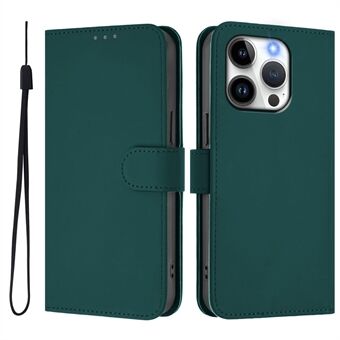 Voor iPhone 15 Pro Hoesje Effen Kleur Portemonnee Leren Telefoonhoes met Bandje