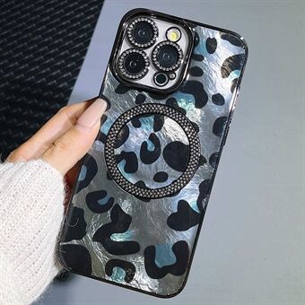 Voor iPhone 15 Pro Hoes Compatibel met MagSafe Epoxy Schokbestendige Telefoonhoesje Luipaardprint