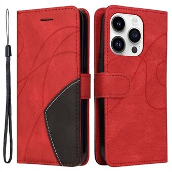 KT Leather Series-1 voor iPhone 15 Pro Portemonnee Telefoonhoesje met Dual-kleurige Stiksel en Staande-functie Telefoonhoes van Leer