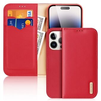 DUX DUCIS Hivo Serie voor iPhone 15 Pro Lederen Telefoonhoes met Standfunctie RFID-blokkerend portemonneehoesje voor telefoon