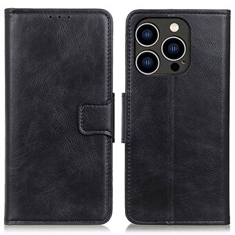 Voor iPhone 15 Pro PU-leren hoesje, schokbestendig, met gekruiste paarden textuur, portemonnee en standaard voor telefoon.