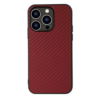 Voor de iPhone 15 Pro telefoonhoesje met koolstofvezel textuur en PU leder gecoate TPU case.