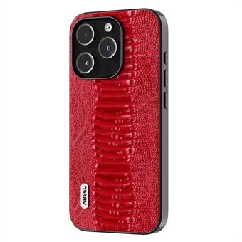 ABEEL Echte koeienleren gecoate hoes voor de iPhone 15 Pro krokodillen textuur PC+TPU telefoonhoes