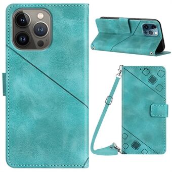 PT005 YB Imprinting Serie-7 voor iPhone 15 Pro Wallet Skin-touch Feeling Leren Cover Mobiele Telefoon Stand Case