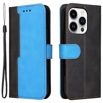 Voor iPhone 15 Pro Dual-color Splicing Business Style Telefoonhoesje met Standfunctie Portemonnee Kunstlederen Cover.