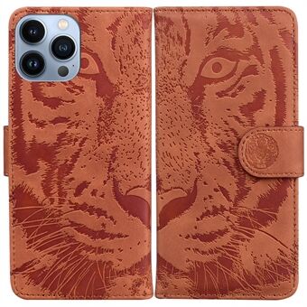 Voor iPhone 15 Pro Opdruk Tigertelefoon Leren Hoesje Met Stand Wallet Telefoonhoesje