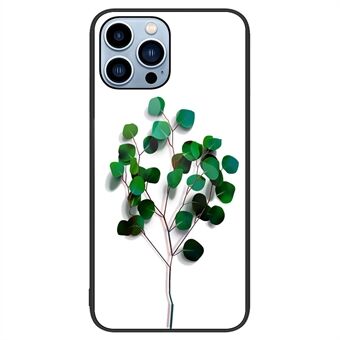 Voor iPhone 15 Pro patroondruk achterkant anti-kras gehard glas + PC + TPU telefoonhoes.