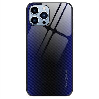 Voor iPhone 15 Pro Carbon Fiber Texture Telefoonhoesje Gehard Glas+TPU Hoesje