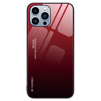 Voor iPhone 15 Pro Gehard Glas Telefoonhoesje Gradient Kleur PC + TPU Hybride Cover