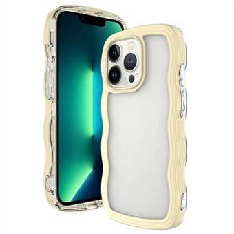 Voor iPhone 15 Pro Transparante Achterkant Hoesje met Golfrand PC + TPU Afneembaar Kleurenframe Antikras Telefoonhoesje