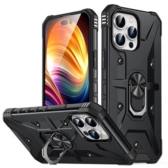 Voor iPhone 15 Pro PC+ TPU telefoonhoesje met draaibare ringhouder en kickstand