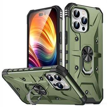 Voor iPhone 15 Pro PC+ TPU Telefoonhoesje met Draaibare Ringhouder en Kickstand Cover