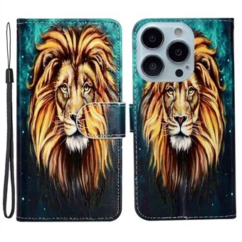 Leren Portemonnee Hoesje voor iPhone 15 Pro, Hoesje met Patroonafdruk en Standaard voor Mobiele Telefoon.