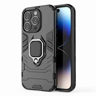 Voor de iPhone 15 Pro Anti-val Cover TPU+PC Telefoonhoesje met Ringhouder en Kickstand.