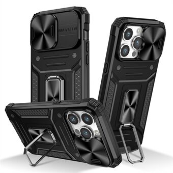 Voor iPhone 15 Pro Lens Beschermhoes Anti-Kras PC+TPU Kickstand Cover