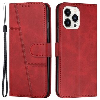 Voor iPhone 15 Pro Portemonneehoesje van PU-leer Met Caif-textuur Telefoonhoesje met standaard en riem.