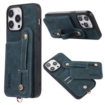 ABEEL stijl 03 voor iPhone 15 Pro PU lederen+TPU+PC kaarthouder steunhouder hoesje met litchi textuur