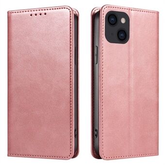 Leren portemonnee hoesje voor iPhone 15 Pro, met kalfsleer textuur en standaard beschermhoes voor telefoon.