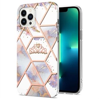 YB IMD Serie-1 Voor iPhone 15 Pro Elektroplated TPU Hoesje Marmer Bloemenpatroon IMD Telefoonhoesje