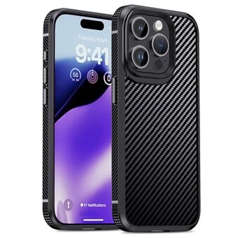 IPAKY Carbon Fiber Textuur Telefoonhoesje voor iPhone 15 Pro, TPU + PC Beschermende Telefoonhoes