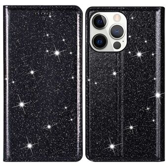 Voor iPhone 15 Pro Glitter Telefoonhoesje met Kaarthouder en Standaard, PU Leren Beschermhoes voor Telefoon