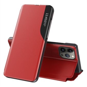 Flip Stand PU Leren Telefoonhoesje voor iPhone 15 Pro met Vensterweergave en Volledige Bescherming