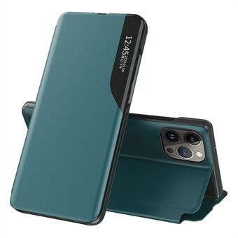 Flip Stand PU Leren Telefoonhoesje voor iPhone 15 Pro met kijkvenster en volledige bescherming