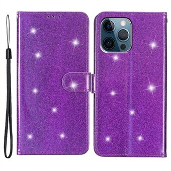 Voor iPhone 15 Pro Glittery Phone Leren Hoesje Anti-val Stand Portemonnee Telefoonhoesje