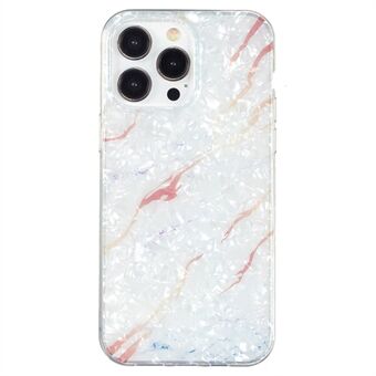 Voor iPhone 15 Pro Beschermende Telefoonhoes Marmeren Bloemschelp Patroon IMD TPU-telefoonhoes