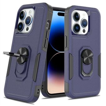 Metalen Ring Kickstand Case voor iPhone 15 Pro, PC + TPU Valbestendige Telefoonhoes