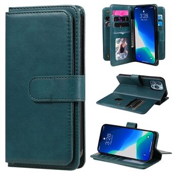 KT Multifunctionele Serie-1 voor iPhone 15 Pro PU lederen standaard hoesje met 10 kaartsleuven portemonnee telefoonhoes