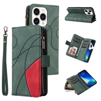 KT Multi-function Series-5 Voor iPhone 15 Pro Rits Portemonnee Telefoonhoesje 9 Kaartsleuven Lederen Stand Anti-valhoesje