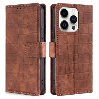 Voor de iPhone 15 Pro Wallet Skin-touch Feeling Stand Flip Cover PU Leather Crocodile Texture Phone Case Shockproof Shell.