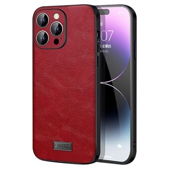 SULADA Voor iPhone 15 Pro PU leder+TPU+PC telefoonhoesje met koeienhuid textuur, valbestendige cover.