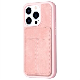 BF28 Kickstand Case voor iPhone 15 Pro, mat PU-leren coating TPU-telefoonhoes met kaarthouder