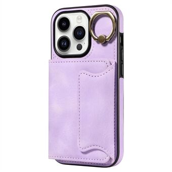 Hoesje voor iPhone 15 Pro van huid-touch PU leer+TPU met kickstand en kaarthouder.